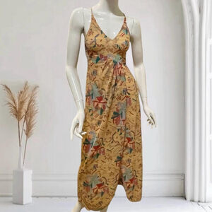 Vintage 1970s Huk A Poo Maxi Dress Geometric Print XS